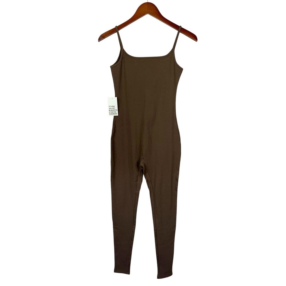 New Bumpsuit Ribbed Unitard Brown One Piece Jumpsuit Women's M Active Casual
